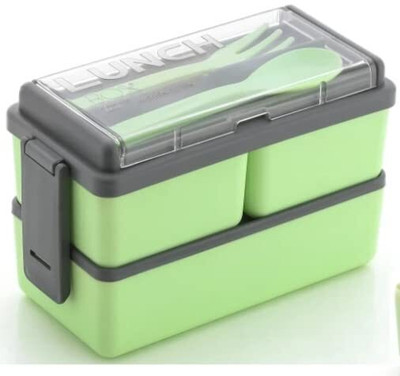 Qiweeas Lunch Box 3-in-1 Compartment with 1 Spoon & 1 Fork for Adults 3 Containers Lunch Box(40 ml, Thermoware)