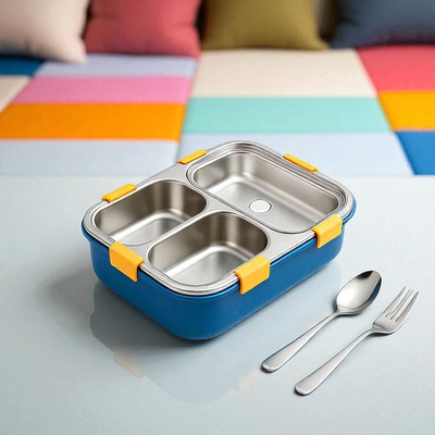 Colorbee Double-Walled Thermal Stainless Steel Lunch Box with Leakproof 3 Compartments 3 Containers Lunch Box(750 ml, Thermoware)