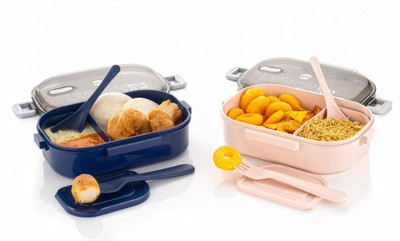 zms marketing 2 Compartment Lunch Tiffin Box With Fork 1 Containers Lunch Box(500 ml)