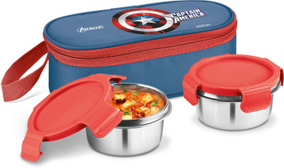 MILTON Marvel Power Bite Tiffin Box with 2 Steel Container and Jacket 320 ml each, Blue 2 Containers Lunch Box(320 ml)