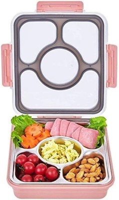N2J2 SHOP Leak Proof 4 Compartment Stainless Steel Lunch Boxes Tiffin for Kids(Pack of 1) 4 Containers Lunch Box(1000 ml, Thermoware)