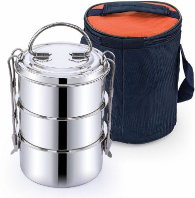 Flipkart SmartBuy Stainless Steel Pack Tiffin with Steel (Insulated Bag) 3 Containers Lunch Box(400 ml)