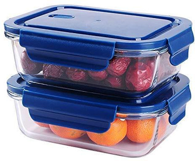 Coozico Glass Lunch Box Food Storage Containers with Lids, Glass Meal Prep Containers 2 Containers Lunch Box(400 ml)