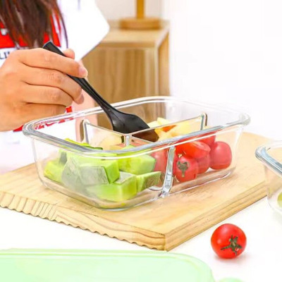Gopani Lunch Box with Lid Glass Lunch BOX & Three Compartment Lunch (PACK OF 1) 1 Containers Lunch Box(1000 ml)