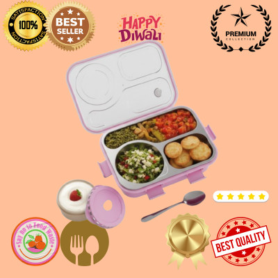 MOIRA INTERNATIONAL 16 Compartment Leakproof, Stainless Steel, With BOWL, SPOON & FORK_JBB1101 3 Containers Lunch Box(750 ml, Thermoware)