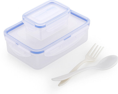 Flipzy Leak-Proof Transparent Lock and seal Plastic Lunch Box 2 Containers Lunch Box 2 Containers Lunch Box(750 ml)