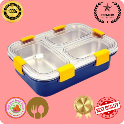 MOIRA INTERNATIONAL Lunch Box 3 Compartment Leakproof, Stainless Steel, With SPOON & FORK_BGF1002 3 Containers Lunch Box(750 ml, Thermoware)