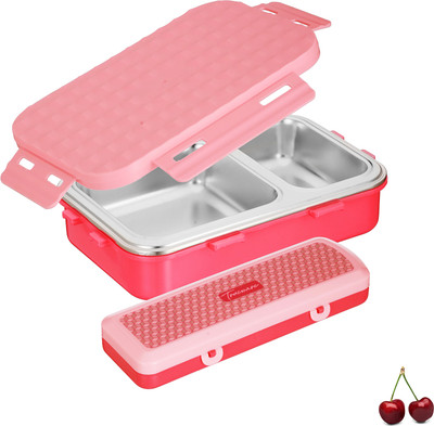 Trueware Crest Inner SS Outer Plastic Pu Insulated lunch box with pencil box 2 Containers Lunch Box(500 ml, Thermoware)