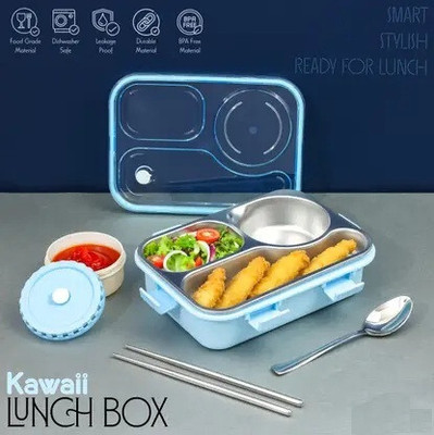 M Y Bento Lunch Box Insulated Airtight Portable Lunch Box with Utensils Multi Color 3 Containers Lunch Box(500 ml, Thermoware)