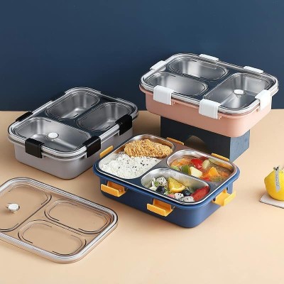 Ashmi Leak Proof 3 Compartment Stainless Steel Lunch Boxes Tiffin Box for Adult Kids 3 Containers Lunch Box(750 ml, Thermoware)