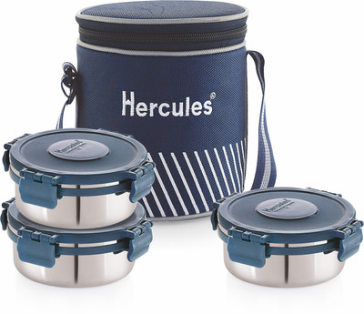 HERCULES PLASTIC SPARK HOT MEAL -12231 Airtight & Leak-Proof Containers with Lock-N-Lock Lids, 3 Containers Lunch Box(1000 ml)