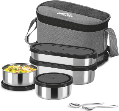MILTON Triple Decker Stainless Steel Lunch Boxwith Insulated Jacket, BLACK 5 Containers Lunch Box(1685 ml)