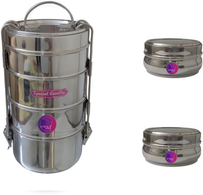 OMNA STEEL 8x4 + 2 belly free stainless steel lunch box 6 Containers Lunch Box(2600 ml)