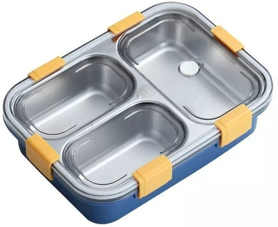 hiniry enterprise Stainless Steel 3 Compartment 3 Containers Lunch Box(850 ml)