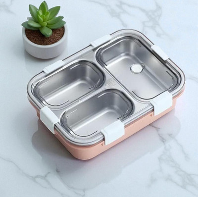 DHARA ENTERPRISE Stainless Steel Lunch box 3 Containers_S67 3 Containers Lunch Box(1001 ml)