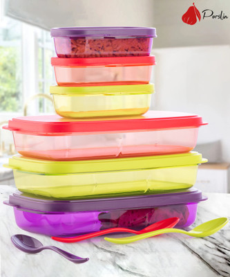 Porslin New Mini Insulated Tiffin with 2 , 280 ml Each, Cyan 6 Containers Lunch Box(1200 ml)