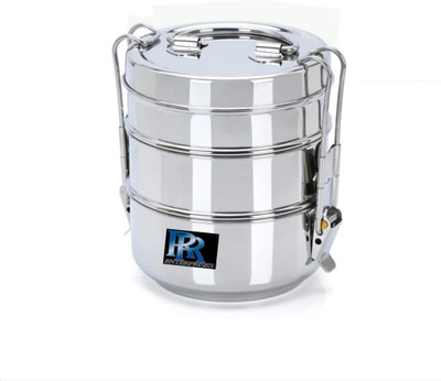 RKD Stainless Steel Strong Clip Carrier Lunch Box-32 3 Containers Lunch Box(1200 ml)