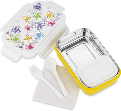 Nabhya Steel Plastic Air Tight Spill Proof ,Tiffin Boxes for With Plastic Katori 2 Containers Lunch Box(600 ml)