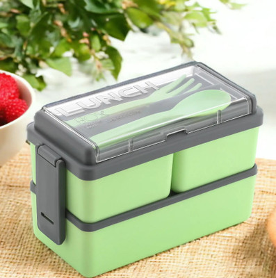 Daxstar Rectangular Classy 3 Section With 1 Spoon & 1 Fork College, School, Office 3 Containers Lunch Box(1500 ml)