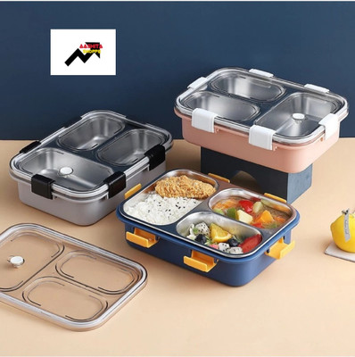 aashita shoppe Leak Proof 3 Compart. Stainless Steel Lunch Tiffin Box for Adult Kids Multicolor 3 Containers Lunch Box(750 ml, Thermoware)