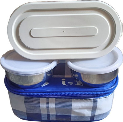 Malasales Lunch box for girls 2 bowl and 1 plastic lid with cover 3 Containers Lunch Box(1000 ml, Thermoware)