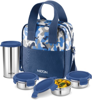 MILTON Camo Feast Tiffin (3 Containers, 300ml Each; 1 Tumbler, 400ml) with Jacket 3 Containers Lunch Box(300 ml)