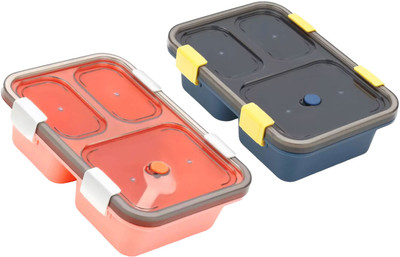 Solomon ® Premium Quality Leak Proof 3 Compartment Lunch Box 2 Containers Lunch Box(1000 ml, Thermoware)
