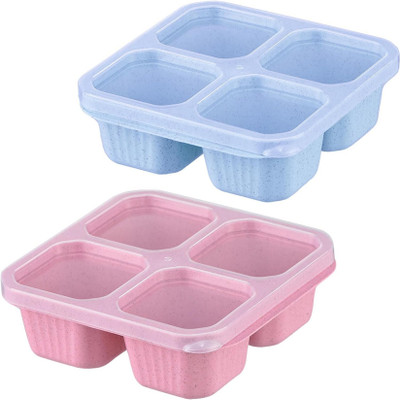 Masox Store Wheat Straw Meal Prep Lunch Box Plastic Food Storage Container Microwave Safe U1 4 Containers Lunch Box(1200 ml)