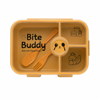 Pixelkart Bento Style Lunch Box/Tiffin Box for Kids,Office,School ( Orange ) 4 Containers Lunch Box(1000 ml)