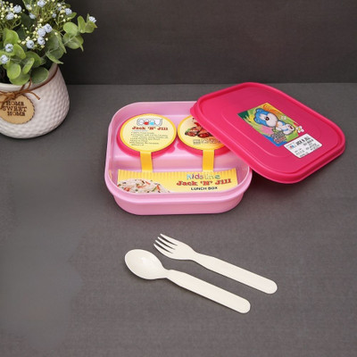 EssaBella Kids Lunch Box Set for Girls with Spoon, Fork & Containers for School Picnic 3 Containers Lunch Box(800 ml)