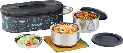 BOROSIL Carry Fresh Lunchbox, 2pc Set (280ml Each), Horizontal Tiffin for Office, School 2 Containers Lunch Box(560 ml, Thermoware)