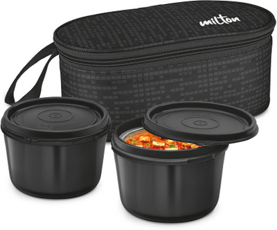 MILTON Graze Big Lunch Tiffin (2 X 450ml Inner Steel Containers) With Insulated Jacket 2 Containers Lunch Box(450 ml)