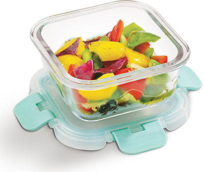 Allo Glass Lunch Box with Lid And Break Free Lock, Microwave Safe 1 Containers Lunch Box(310 ml)