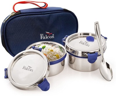 FALCON Eco Nxt Stainless Steel Tiffin with Bag Pack of 2-300ml 2 Containers Lunch Box(600 ml)