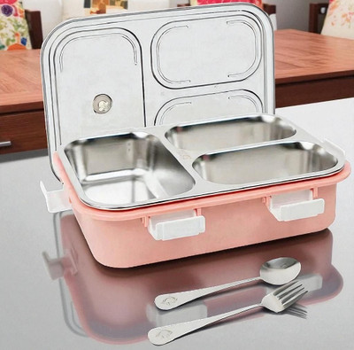 Colorbee Compact 750 ml 3-Compartment Steel Lunch Box for Daily Healthy Lunch 3 Containers Lunch Box(750 ml, Thermoware)