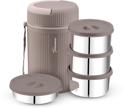 Trueware GRUB 4 Insulated Hot Lunch Box With 3 SS Container 300ML & 1 SS Container 200ML 4 Containers Lunch Box(1100 ml, Thermoware)
