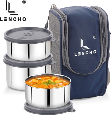 Lencho Flexi3 Stainless Steel Lunch Box (containers - 1*350,2*250ml each) 3 Containers Lunch Box(850 ml, Thermoware)