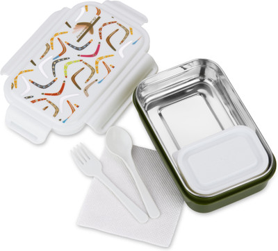 Nabhya Inner Steel Plastic Air Tight Spill Proof ,Tiffin Boxes for With Plastic Katori 2 Containers Lunch Box(600 ml)