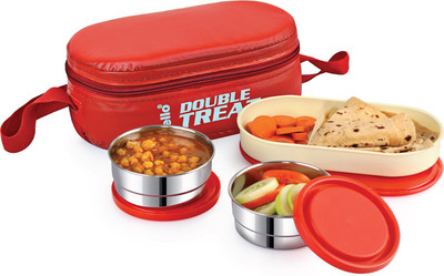 cello Double Treat with Jacket, 3 Containers Lunch Box(300 ml)