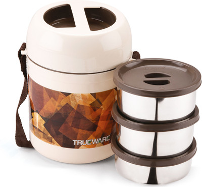 Trueware Office 2 Insulated Lunch Box |300 ml x 2, 200 ml x 1| 3 Containers Lunch Box(800 ml, Thermoware)