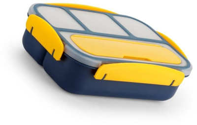 PBKN Spoon Fork Microwave Safe Sturdy Design Plastic Lunch Box Unbreakable Heavy Lock 4 Containers Lunch Box(1300 ml)