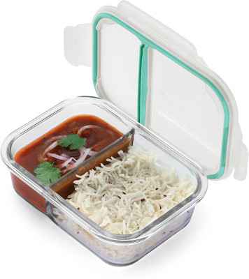 Oliveware Elite Pro Two Compartment Lunch Box Set of 2 | Borosilicate Glass 1 Containers Lunch Box(600 ml, Thermoware)