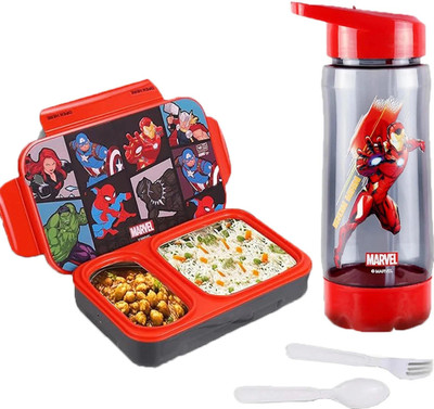 MARVEL Avenger School Combo Double Container Lunch Box with sipper Bottle 2 Containers Lunch Box(650 ml)