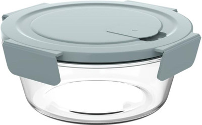 JAY RAMDEV SELLER Borosilicate Glass Microwave Safe Round Food Storage Container 1 Containers Lunch Box(340 ml)