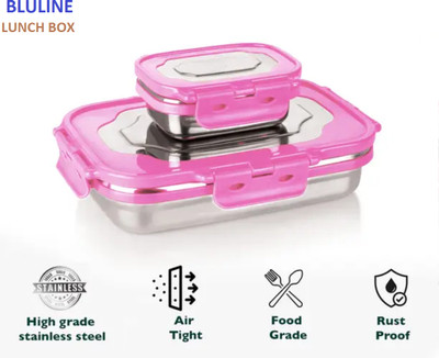 bluline Lunchmate Sleek & Compact Airtight Leakproof 2 Containers Lunch Box(900 ml)