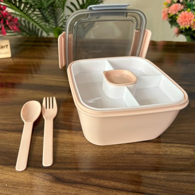 IconicKart 3 Compartment Double Decker Plastic Lunch Box BPA Free Leak Proof 3 Containers Lunch Box(600 ml, Thermoware)