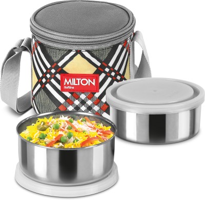 MILTON Steel Treat 2 Stainless Steel Tiffin, Each with Jacket, Yellow 2 Containers Lunch Box(560 ml)