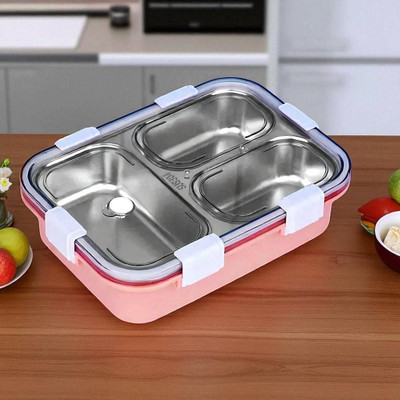 Colorbee Compact 750 ml 3-Compartment Stainless Steel Lunch Box for School & Travel Meals 3 Containers Lunch Box(750 ml, Thermoware)