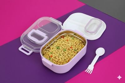 VSELL Stainless Steel Bento Airtight Lunch Box, Secure Lock, Food Separator For Kids 3 Containers Lunch Box(800 ml, Thermoware)