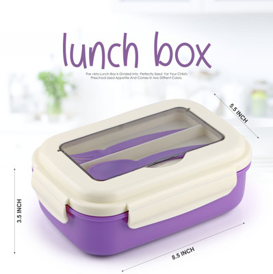 Porslin BPA free Durable Airtight Violet Lunchbox, Spoon, Fork for Office School Collage 2 Containers Lunch Box(900 ml)